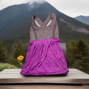 Lululemon Tank Top Loose Fit Racerback Pink Shelf Bra‎ Draw Cord Waist Logo Yoga